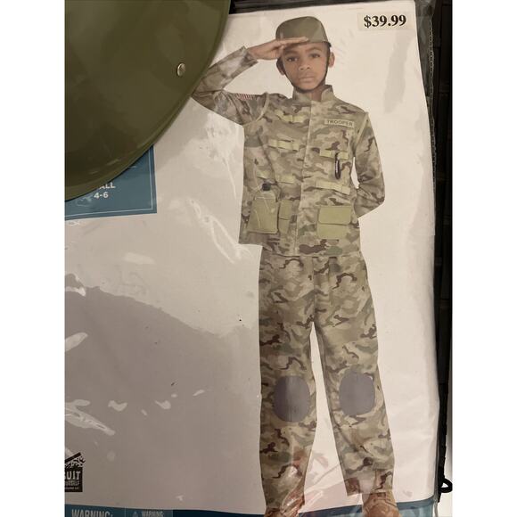 Combat Soldier Boys Halloween Costume CHILD Small 4-6, 5pc: Jacket, Helmet, Pant - Picture 3 of 16